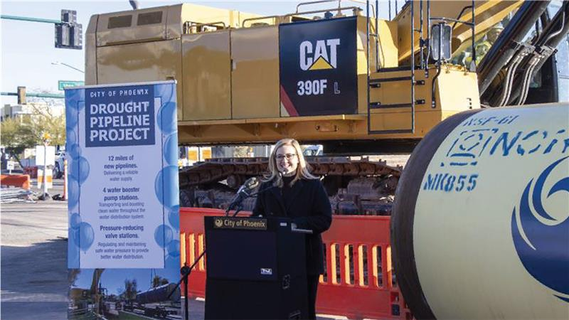 Mayor Speaking at the Final Pipe Ceremony for Drought Pipeline