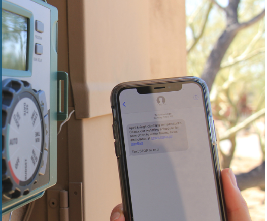 Smart phone with monthly conservation message from AMWUA