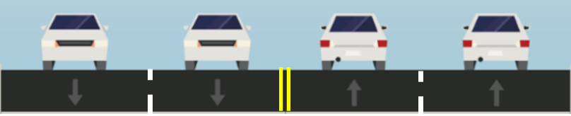 Image showing existing condition with two driving lanes in each direction and no center turn lane.