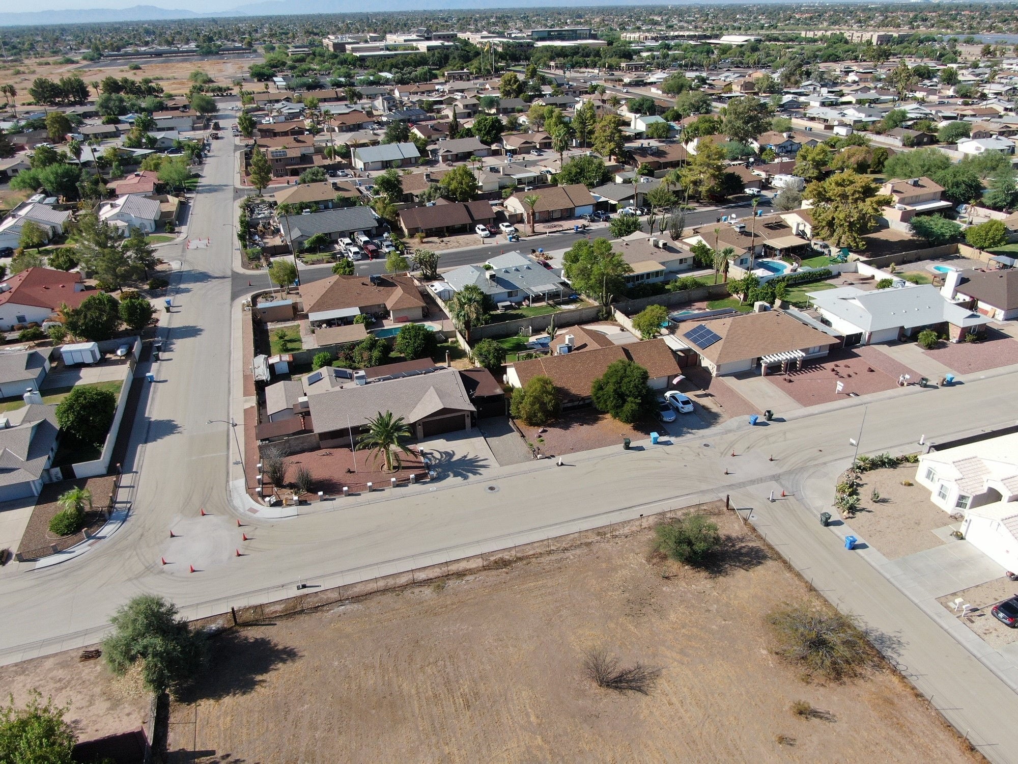 Aerial image of cool pavement on roadway