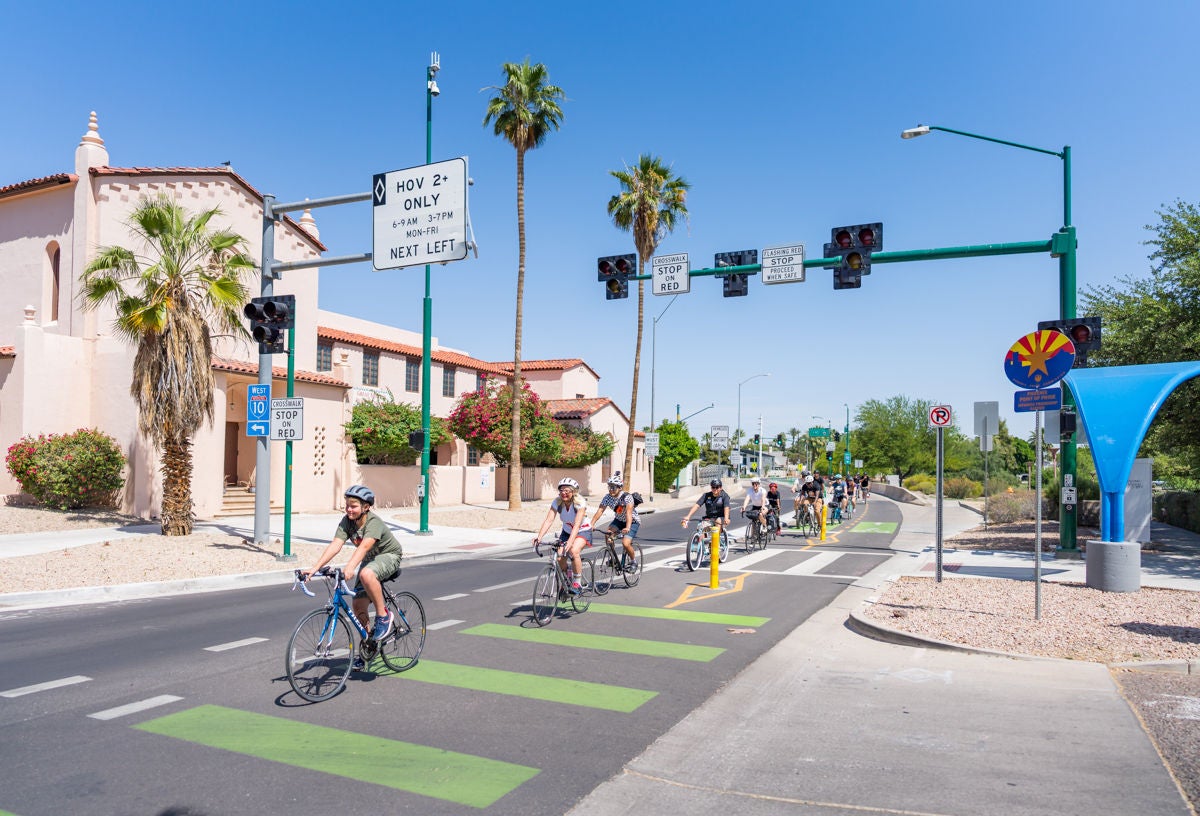 Photo of active bicycle lane in Phoenix