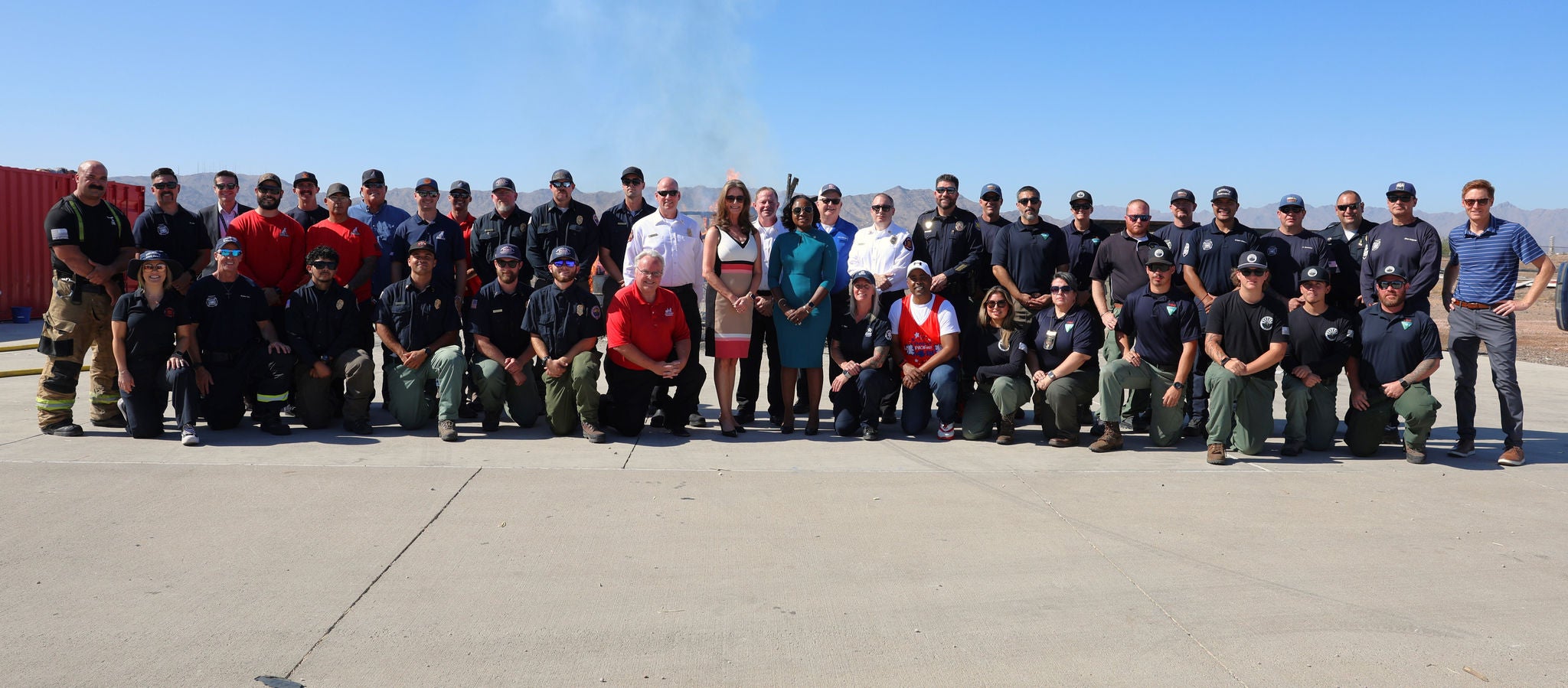 Group photo of attending partners for City of Phoenix Fireworks Safety Media event