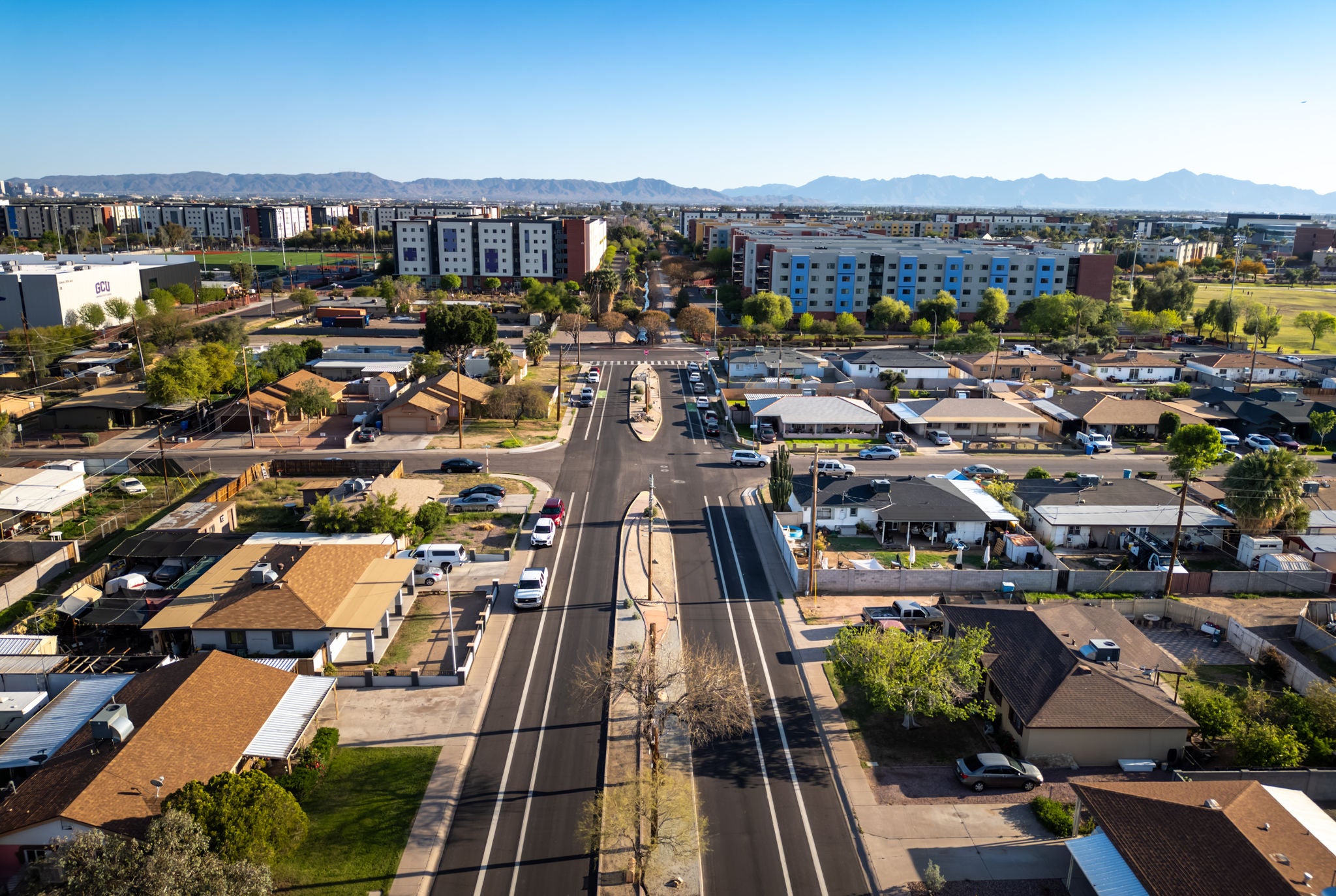 Aerial photo of roadways